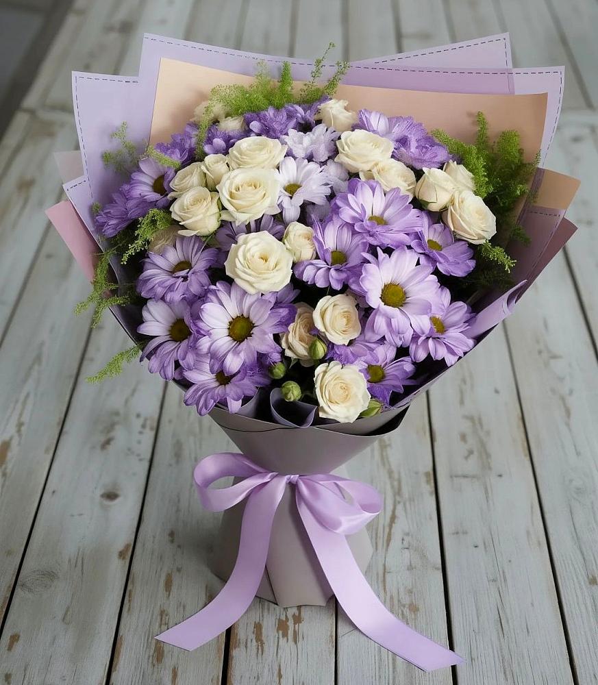 Букет цветов из: Хризантемы и Розы в Гудермесе